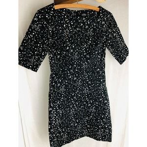 Excellent KATE SPADE SATURDAY Size 00 Black Polka Dots Fit Dress